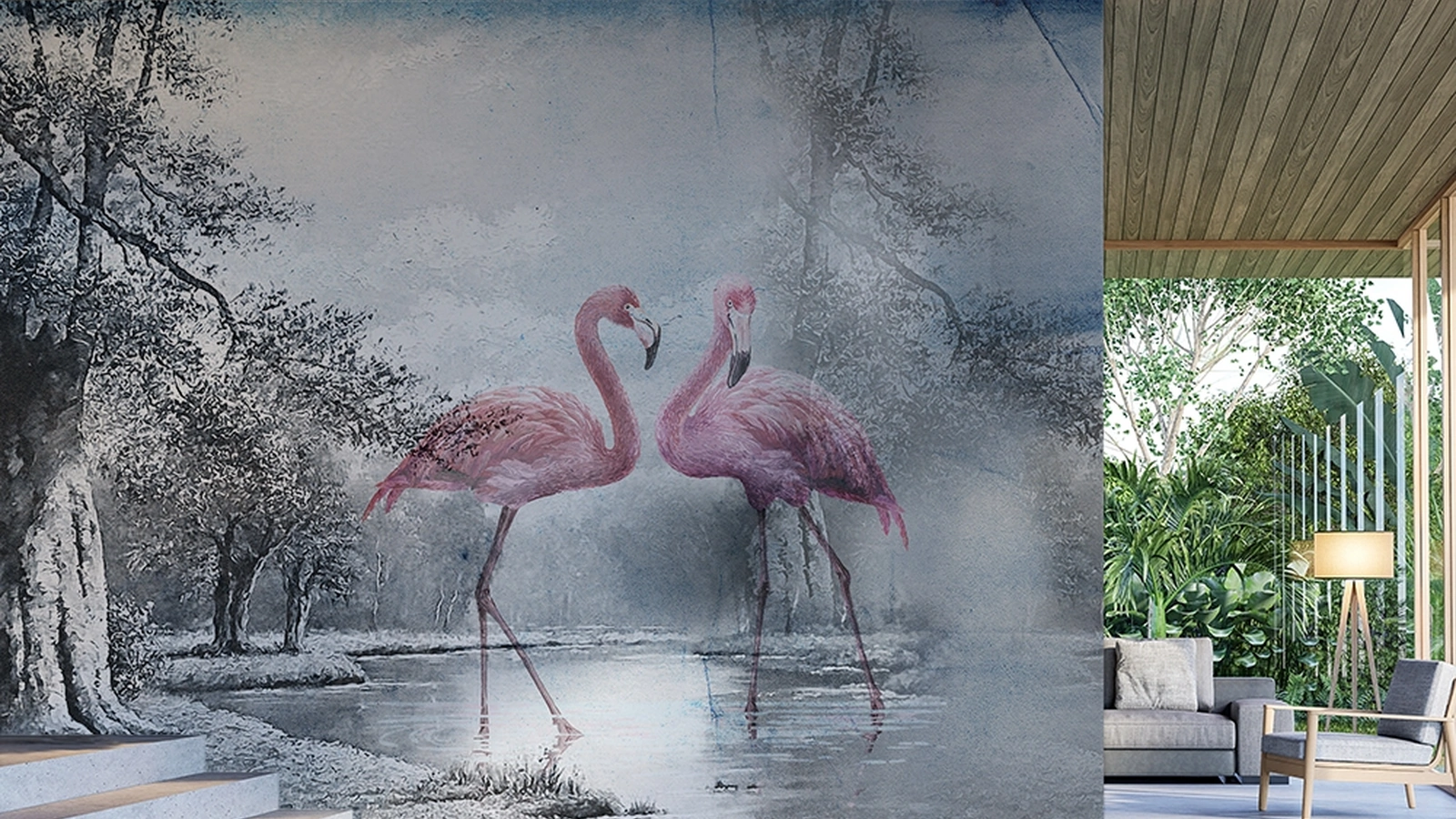 Carta da parati Flamingo 3 di Adriani e Rossi