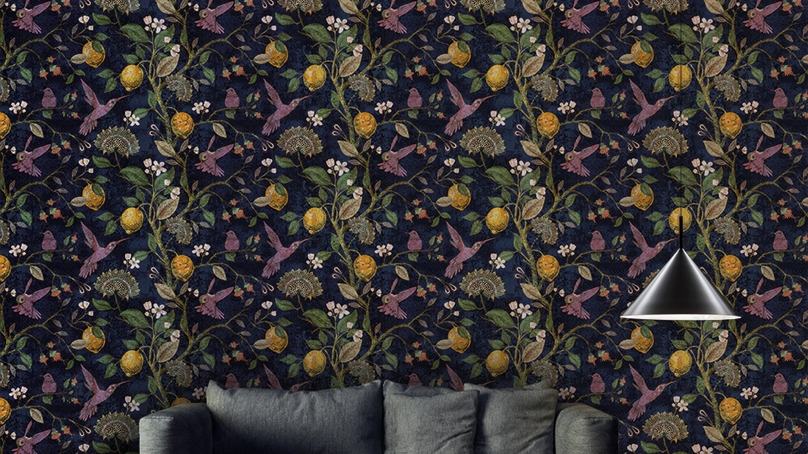 Carta da parati Lemons and birds di Adriani e Rossi