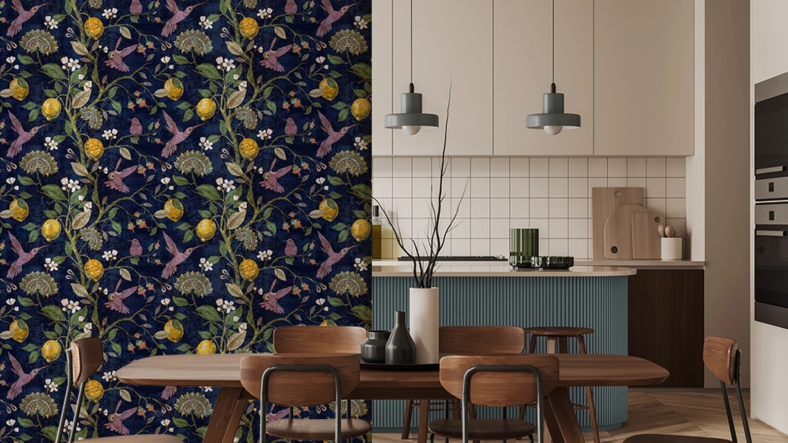 Carta da parati Lemons and birds di Adriani e Rossi