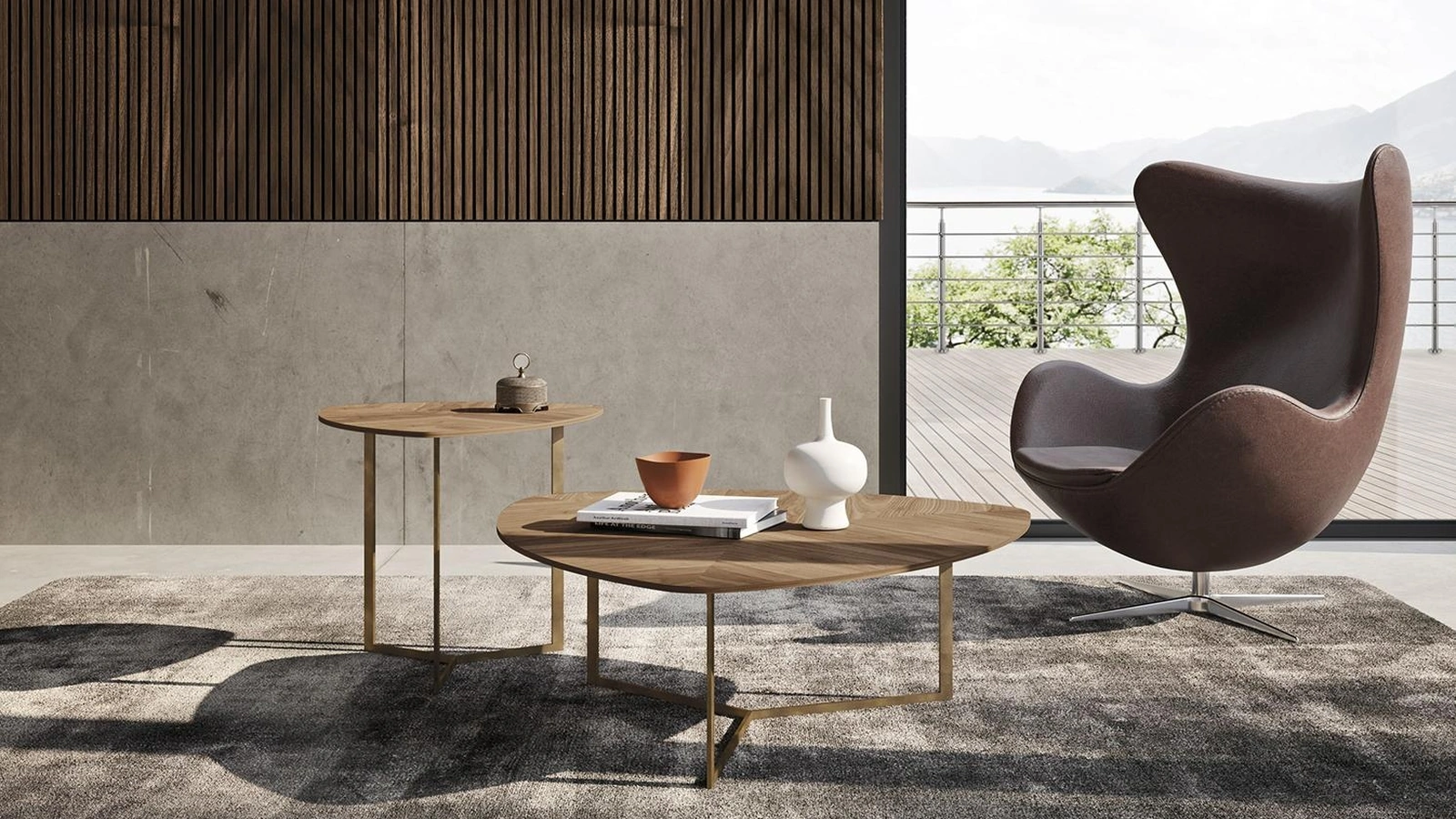 Tavolino Elice Horizon in legno e metallo di Mobilgam