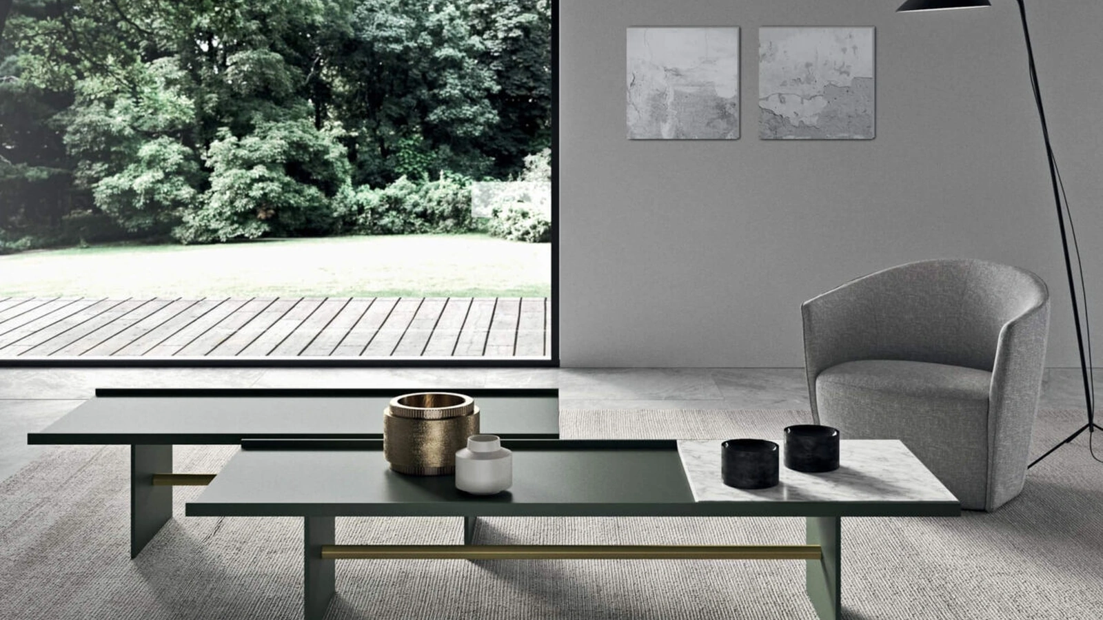 Tavolino in laccato e marmo Irori di Presotto