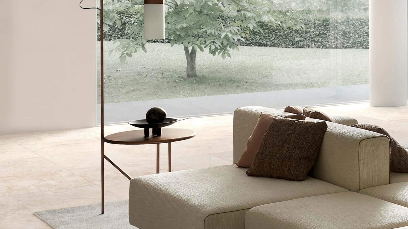 Tavolino con lampada integrata Lucignolo in metallo con top laccato di Presotto