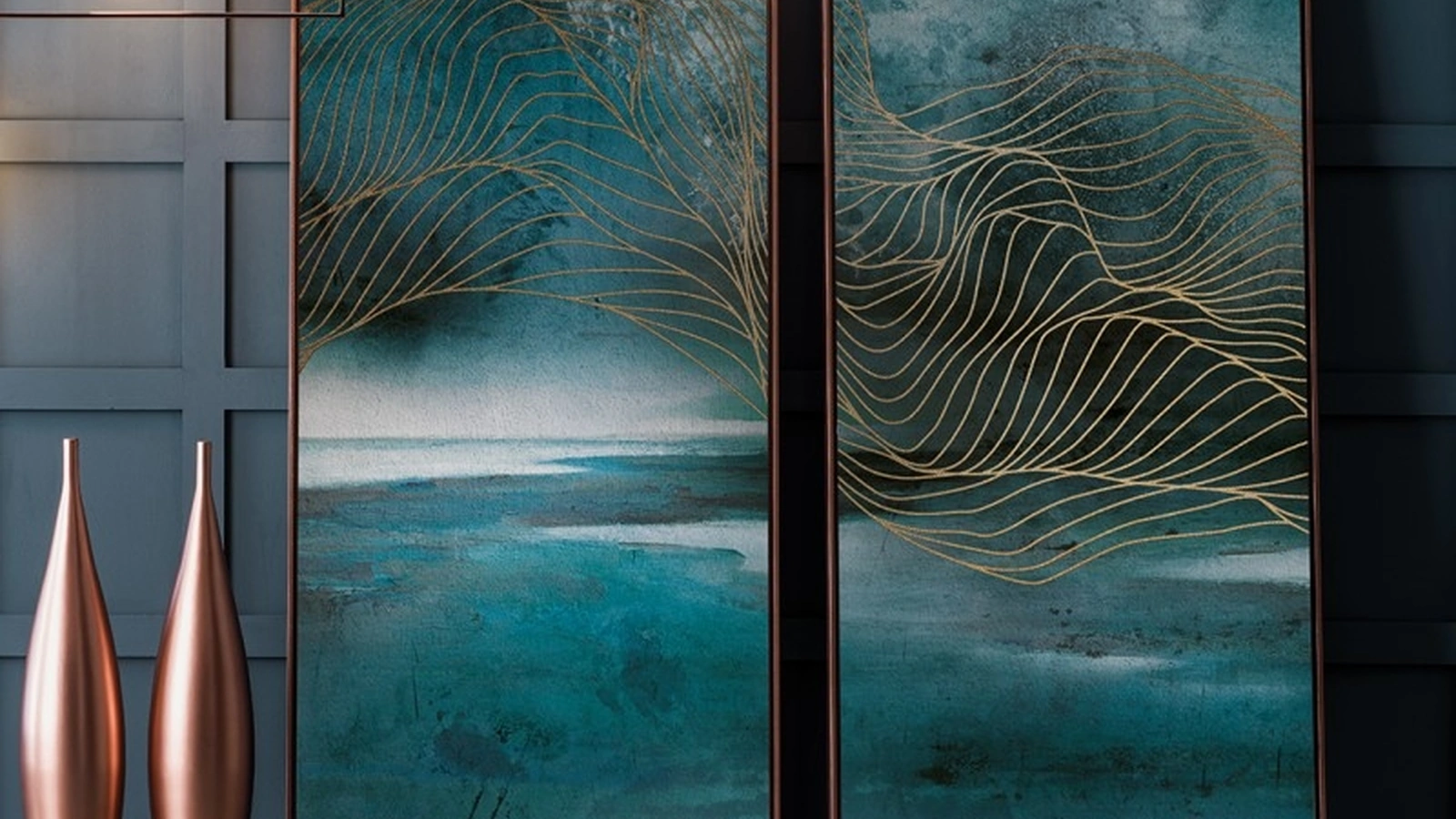 Quadro Four Season diviso in due e stampato su superficie cementizia di Adriani e Rossi