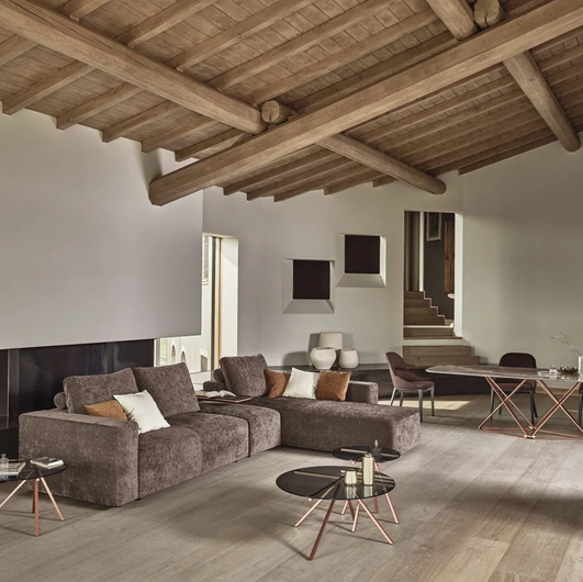 Tavolino Ray in cristallo e acciaio di Bontempi