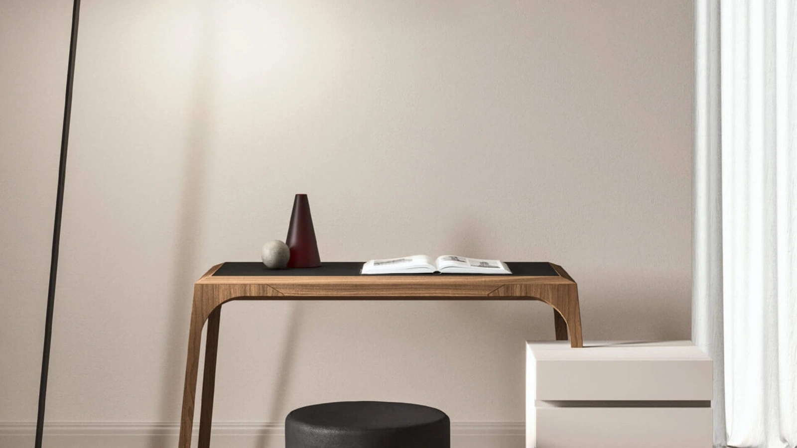 Scrittoio Relevè in legno con inserto in vetro di Presotto