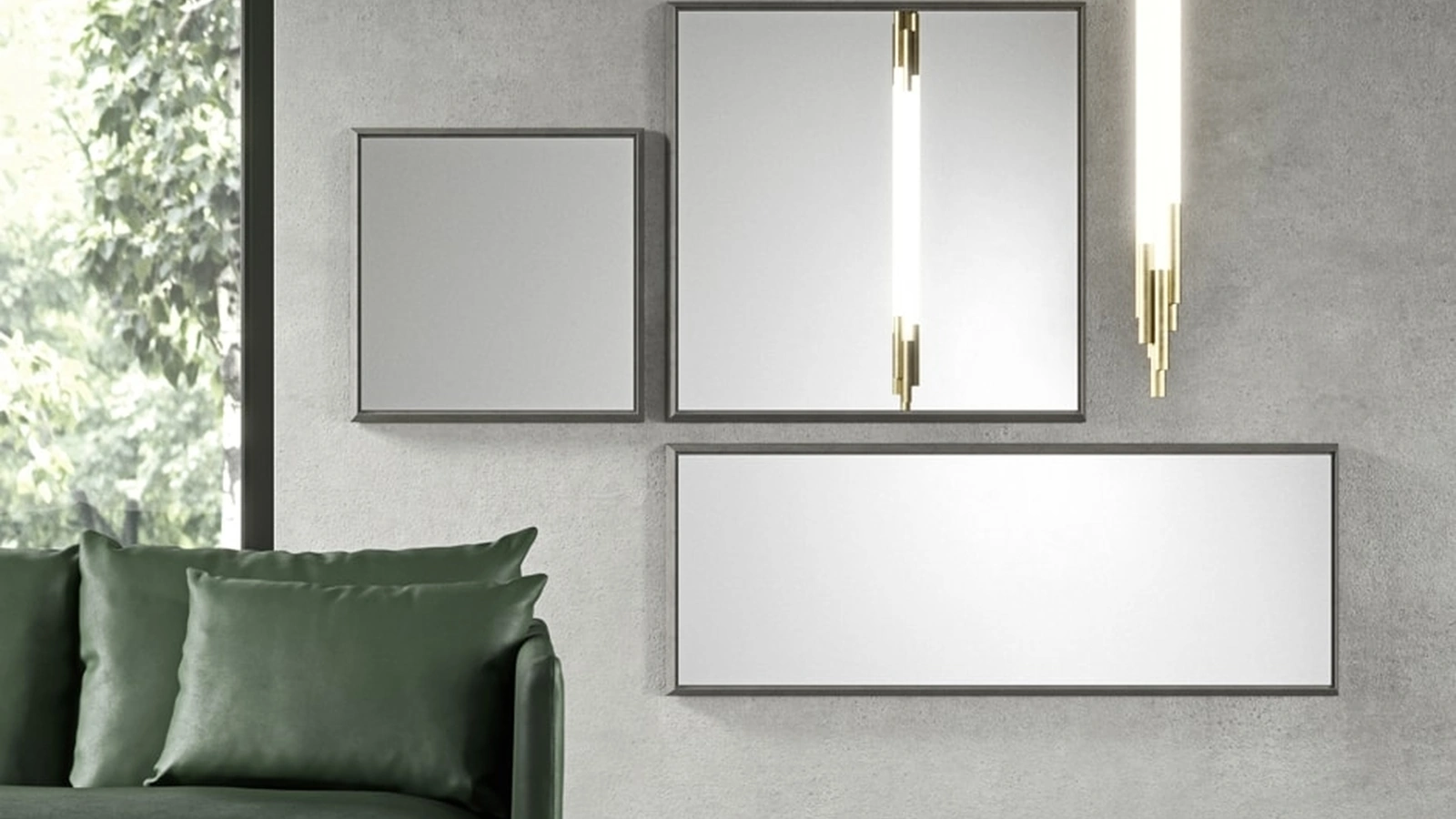Specchiera Mimesi con cornice in legno verniciata in finitura metallica di Presotto