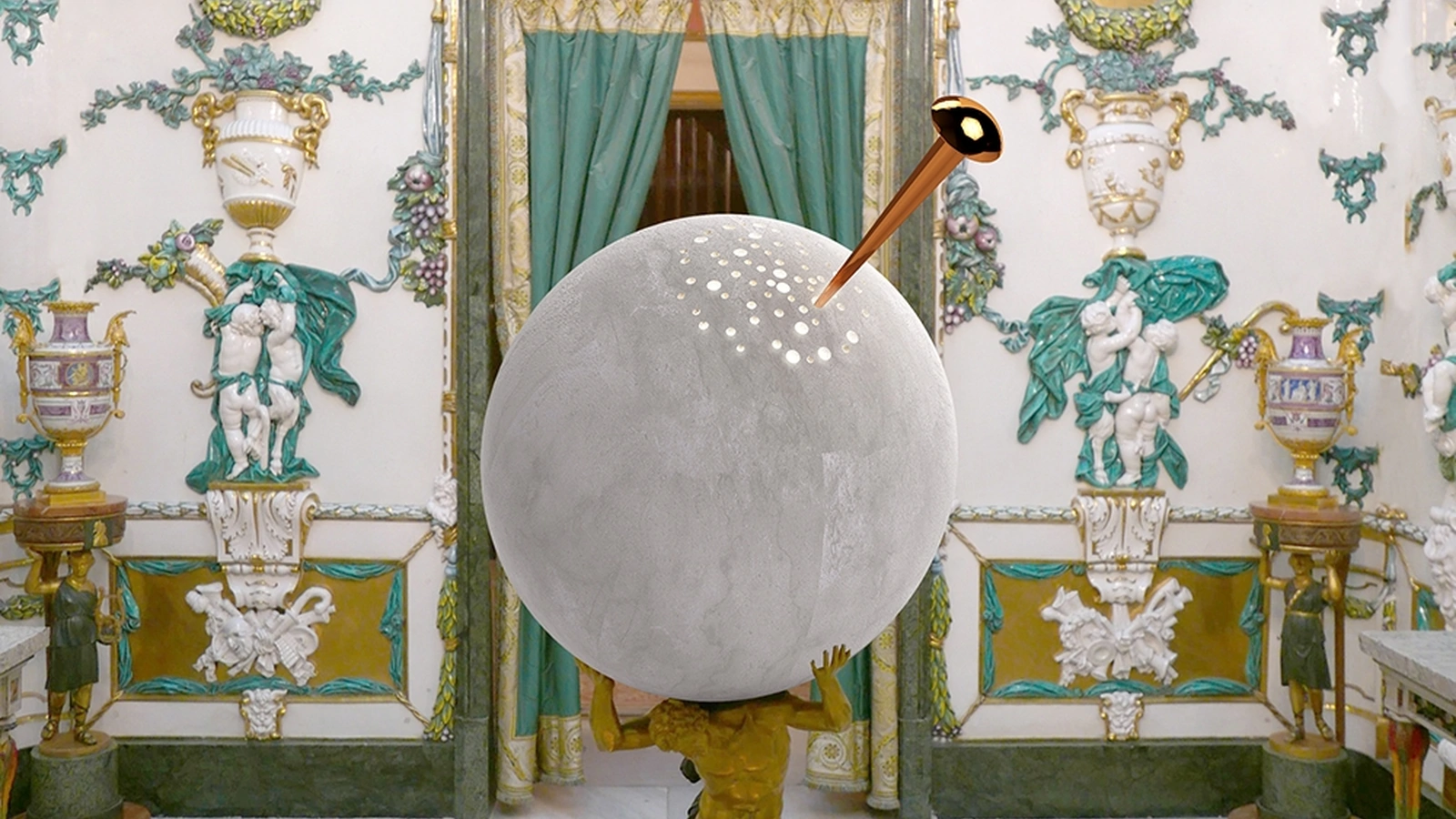 Lampada da terra sferica in gres Atmosfera Lamp di Adriani e Rossi