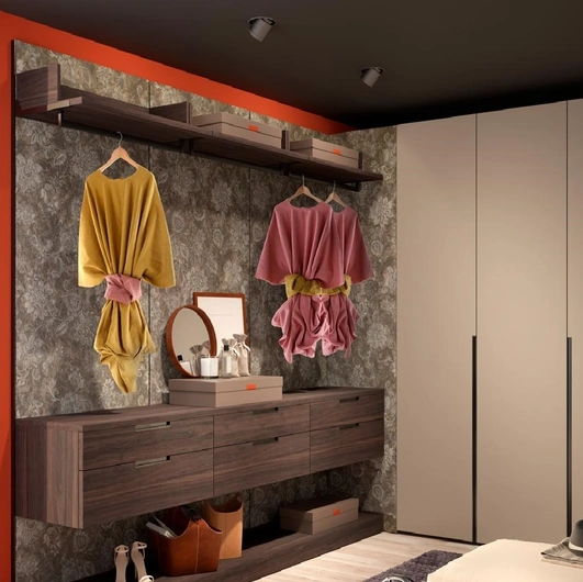 Cabina Armadio in melaminico finitura schienale effetto pelle stampata modello 55D di Ferrimobili