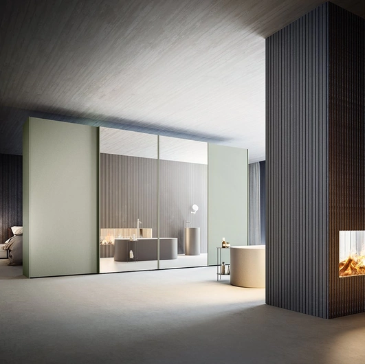 Armadio con ante scorrevoli in laccato opaco con specchi Vision Alf Da Frè