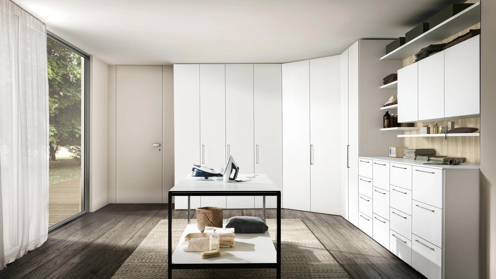 Armadio Intermezzo ad angolo per Lavanderia in laccato Bianco di Adok