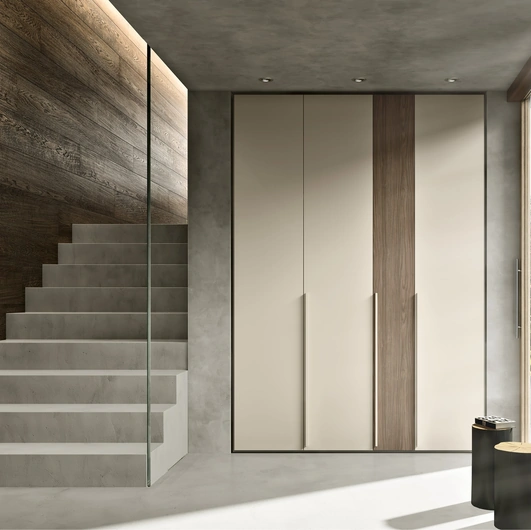 Armadio Intermezzo Vano Lavanderia in laccato Tortora e melaminico Noce Louisiana di Adok