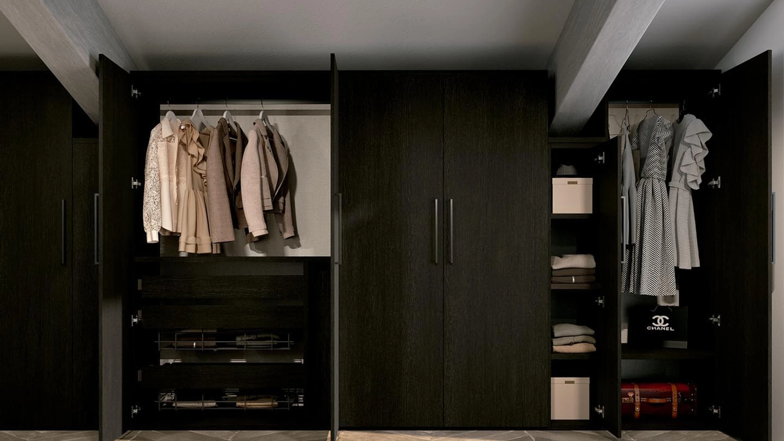 Armadio per mansarda con ante battenti Composizione 19 di Ferrimobili