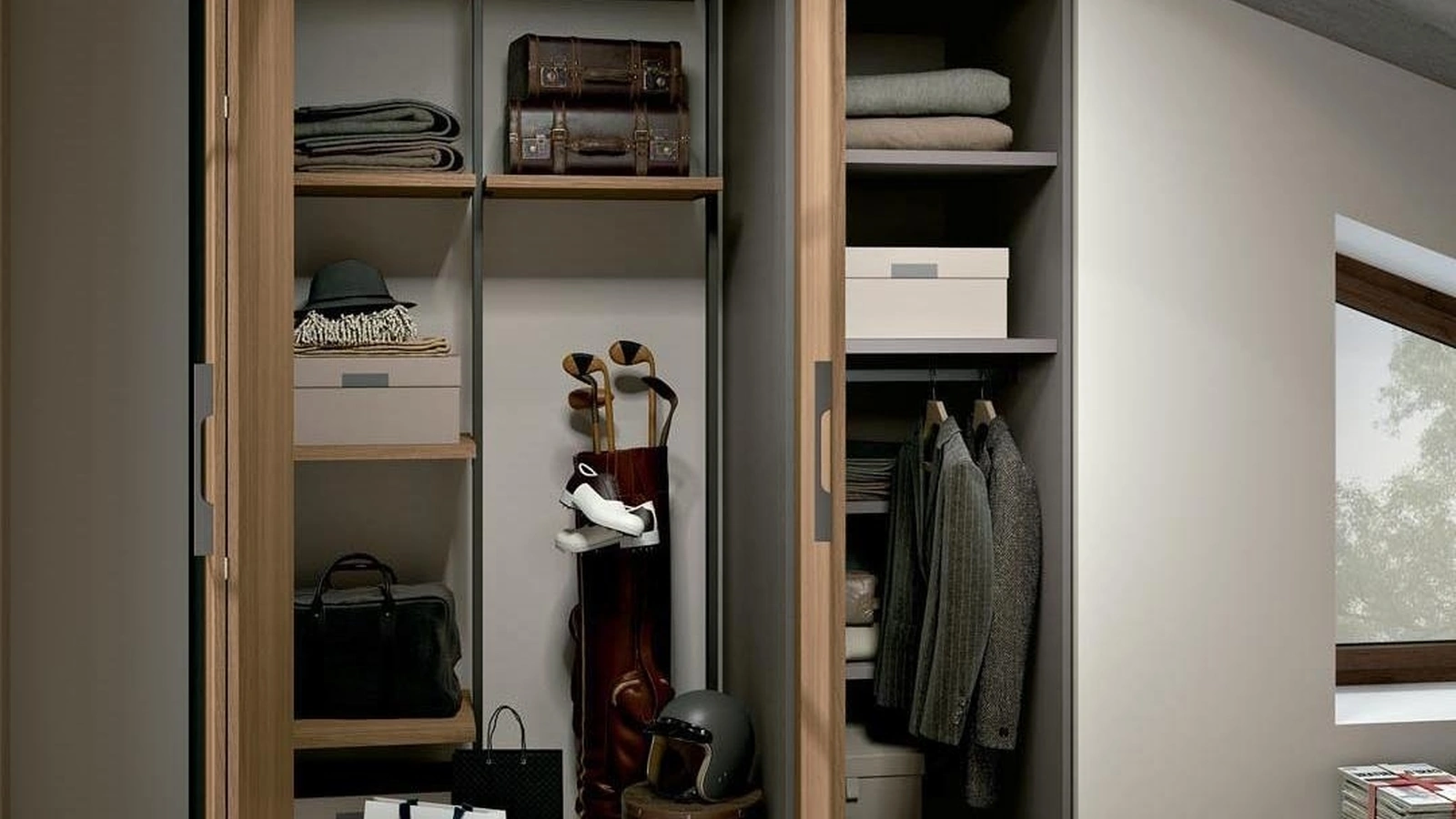 Armadio ripostiglio con ante battenti Composizione 44 di Ferrimobili