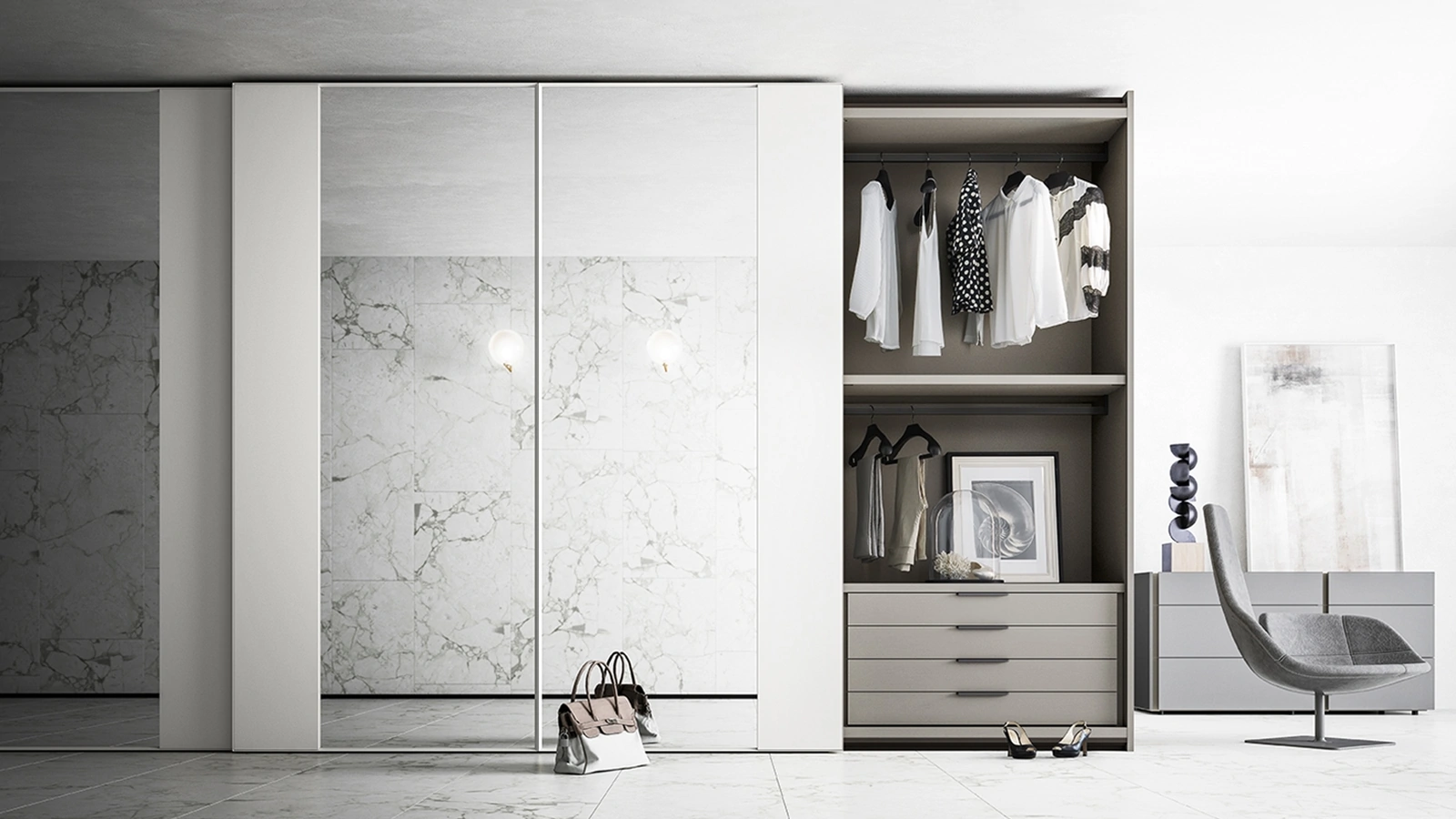 Armadio in vetro con ante scorrevoli Frame di Alf Da Frè