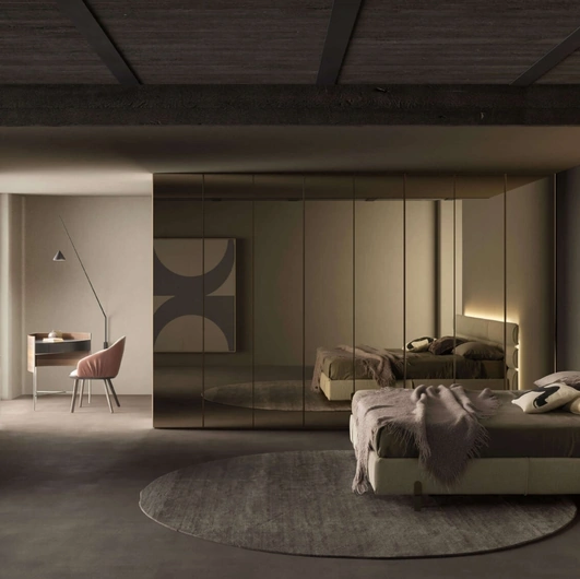 Armadio con ante battenti a specchio Glass di Presotto