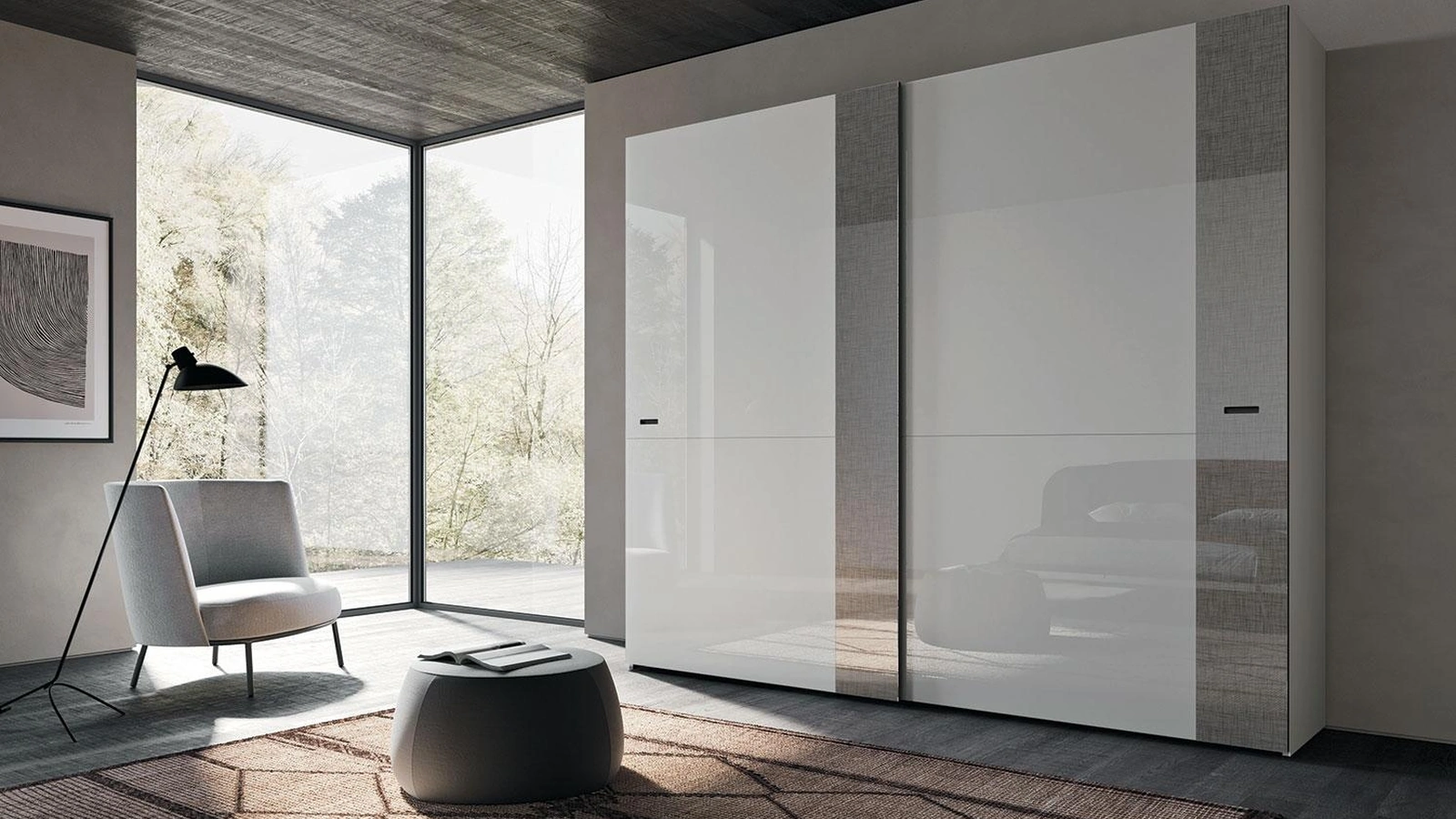 Armadio con ante scorrevoli in vetro laccato Comp 395 di Mobilgam