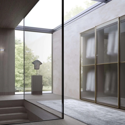 Armadio con ante scorrevoli in vetro con profilo in alluminio L12 di Presotto