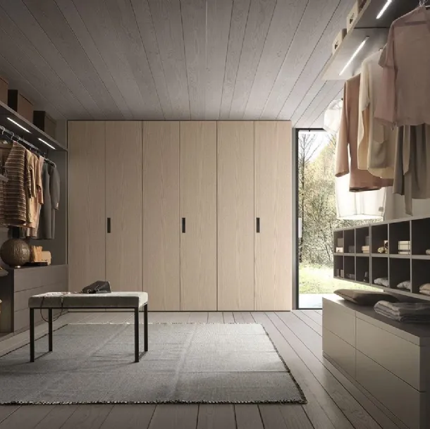 Armadio Anta Scorrevole in melaminico Rovere grafite 29D di Ferrimobili