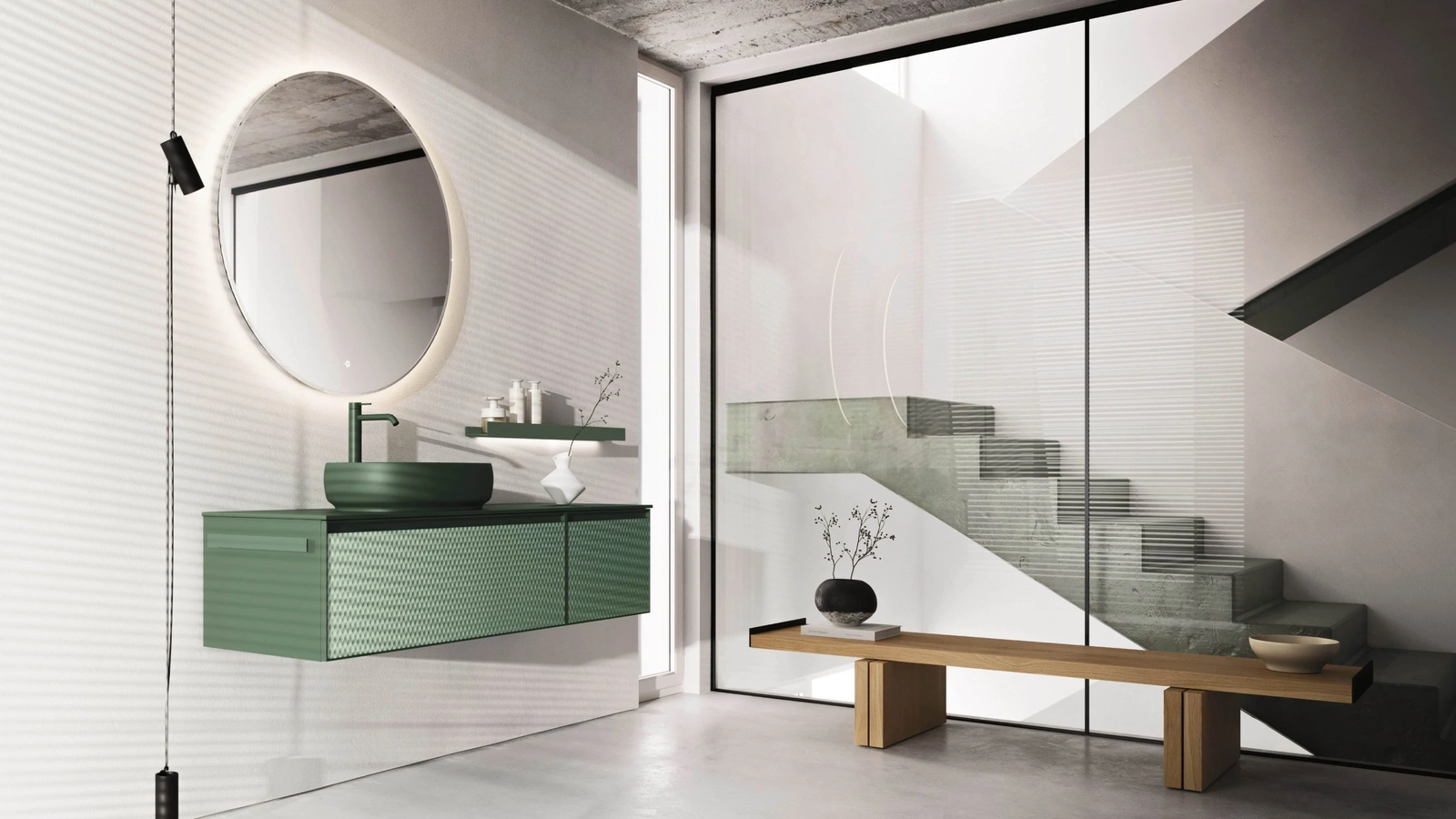 Mobile da Bagno sospeso Absolute 44 in laccato opaco Caleido 3D di Arbi