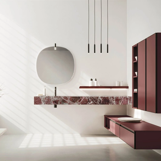 Mobile da Bagno sospeso Absolute 46 in laccato e marmo di Arbi