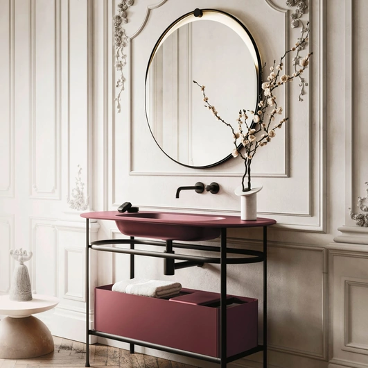 Mobile da Bagno sospeso Almond 02 in laccato opaco di Arbi