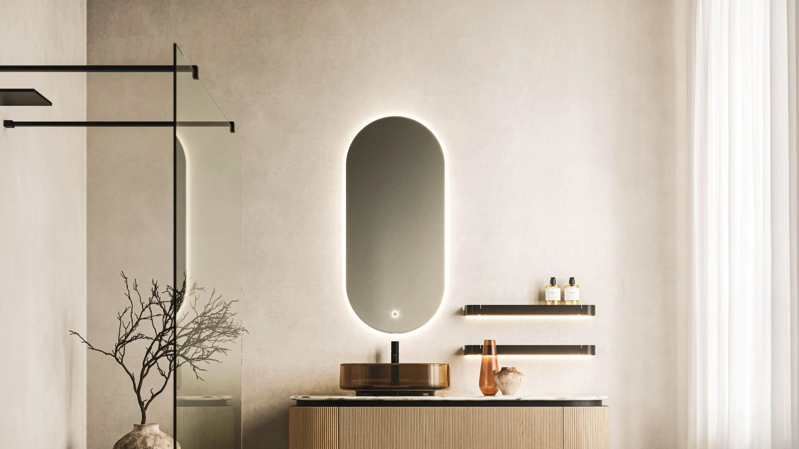 Mobile da Bagno Almond 03 in Rovere e Marmo di Arbi