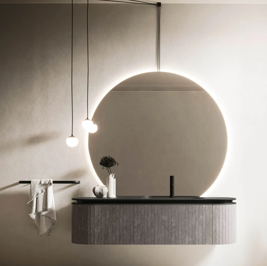 Mobile da Bagno sospeso Almond 08 in Laminam Burgundy di Arbi