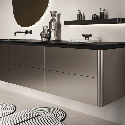 Mobile da Bagno sospeso Almond 09 in laccato Ghisa Metal di Arbi