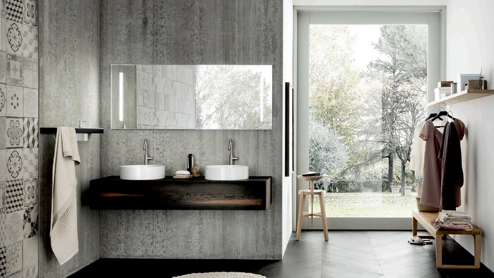 Mobile da Bagno sospeso con doppio lavabo Teddy 01 di Alta Corte