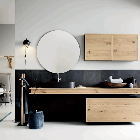 Mobile da Bagno sospeso di design in legno Teddy 02 di Alta Corte