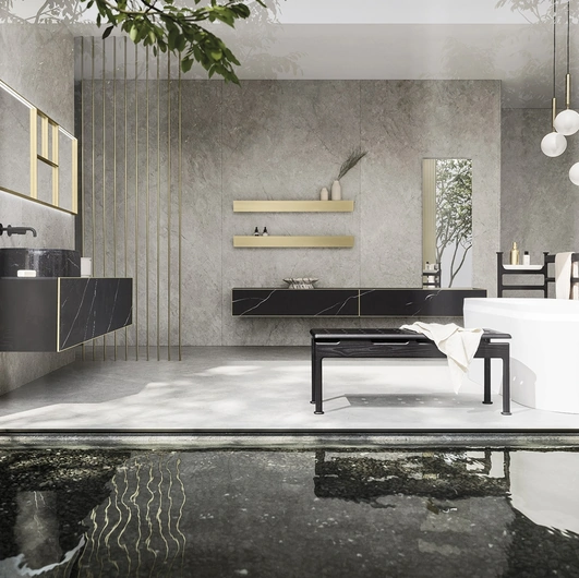 Mobile da Bagno sospeso Luxor 04 in quarzo resina di Arbi