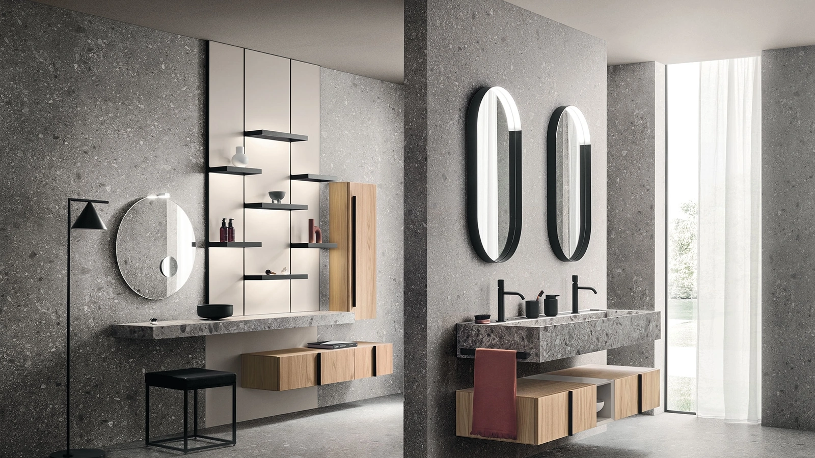 Mobile da Bagno sospesi Sky Pregiati 09 in legno di Arbi