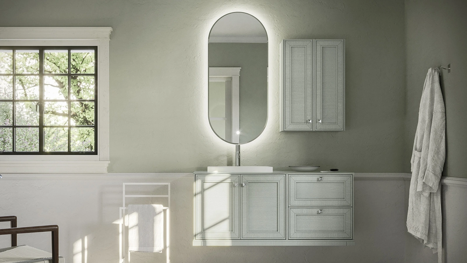 Mobile da Bagno sospeso Augusto 04 in legno di Arbi