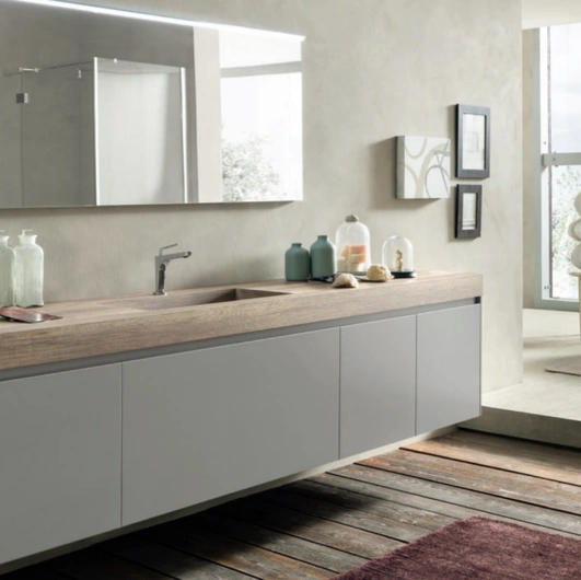 Mobile da Bagno sospeso M2 System C213 in laccato Grigio Luce opaco di Baxar