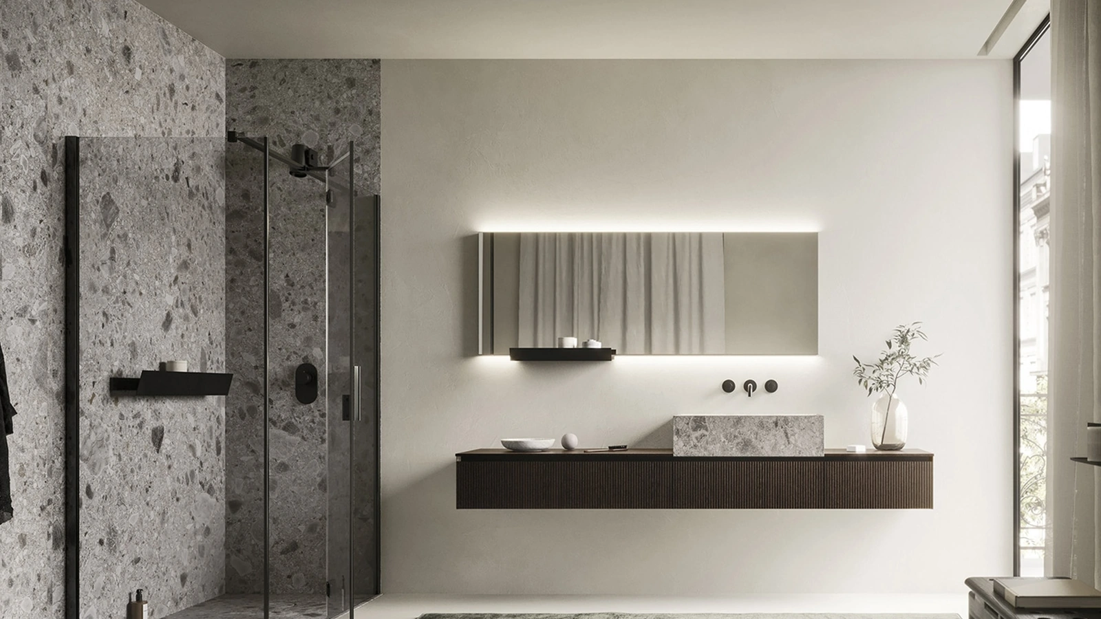 Mobile da Bagno sospeso Code 02 in legno di Arbi