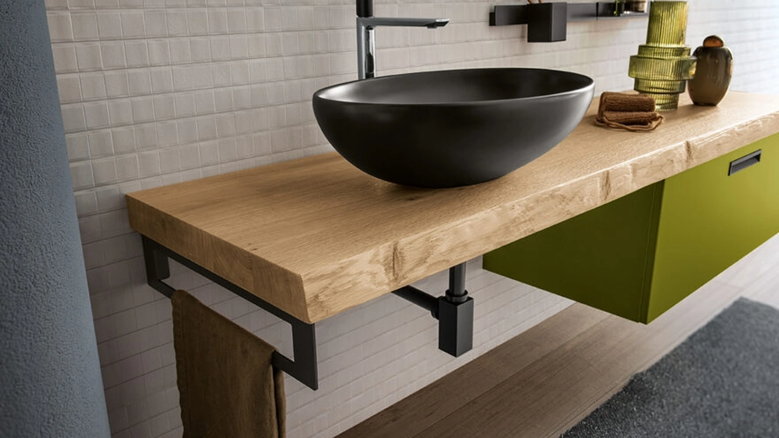 Mobile da Bagno siospeso in laccato e legno Essenze 10 di Archeda