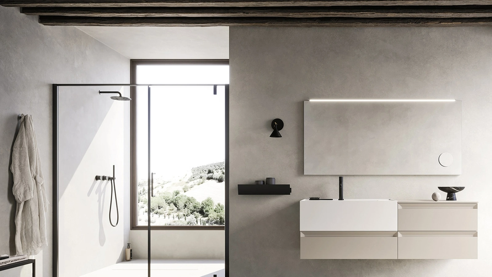 Mobile da Bagno sospeso Fold 04 in laccato di Arbi