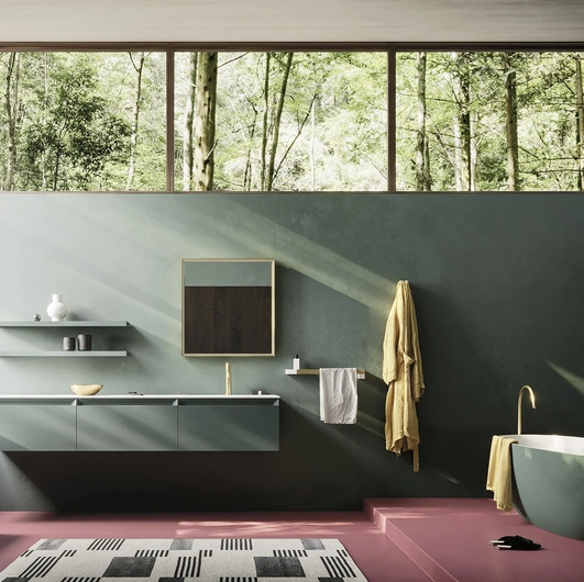 Mobile da Bagno sospeso Fold 06 in laccato opaco di Arbi