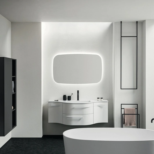 Mobile da Bagno sospeso Fusion Moby 30 in laccato opaco di Arbi