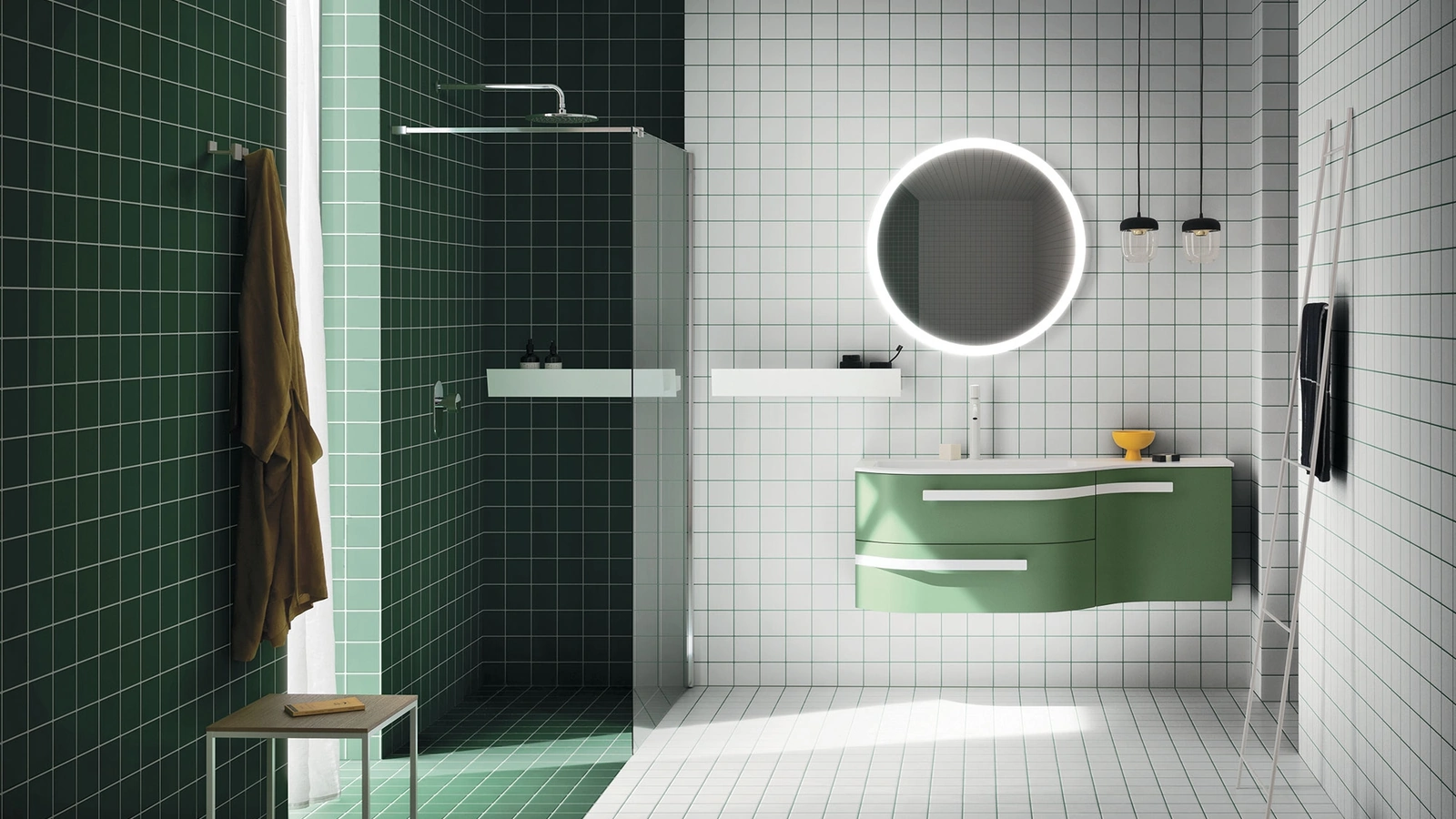 Mobile da Bagno sospeso Fusion Moby 31 in laccato di Arbi