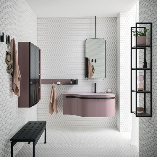 Mobile da Bagno sospeso Fusion Moby 32 in laccato opaco di Arbi