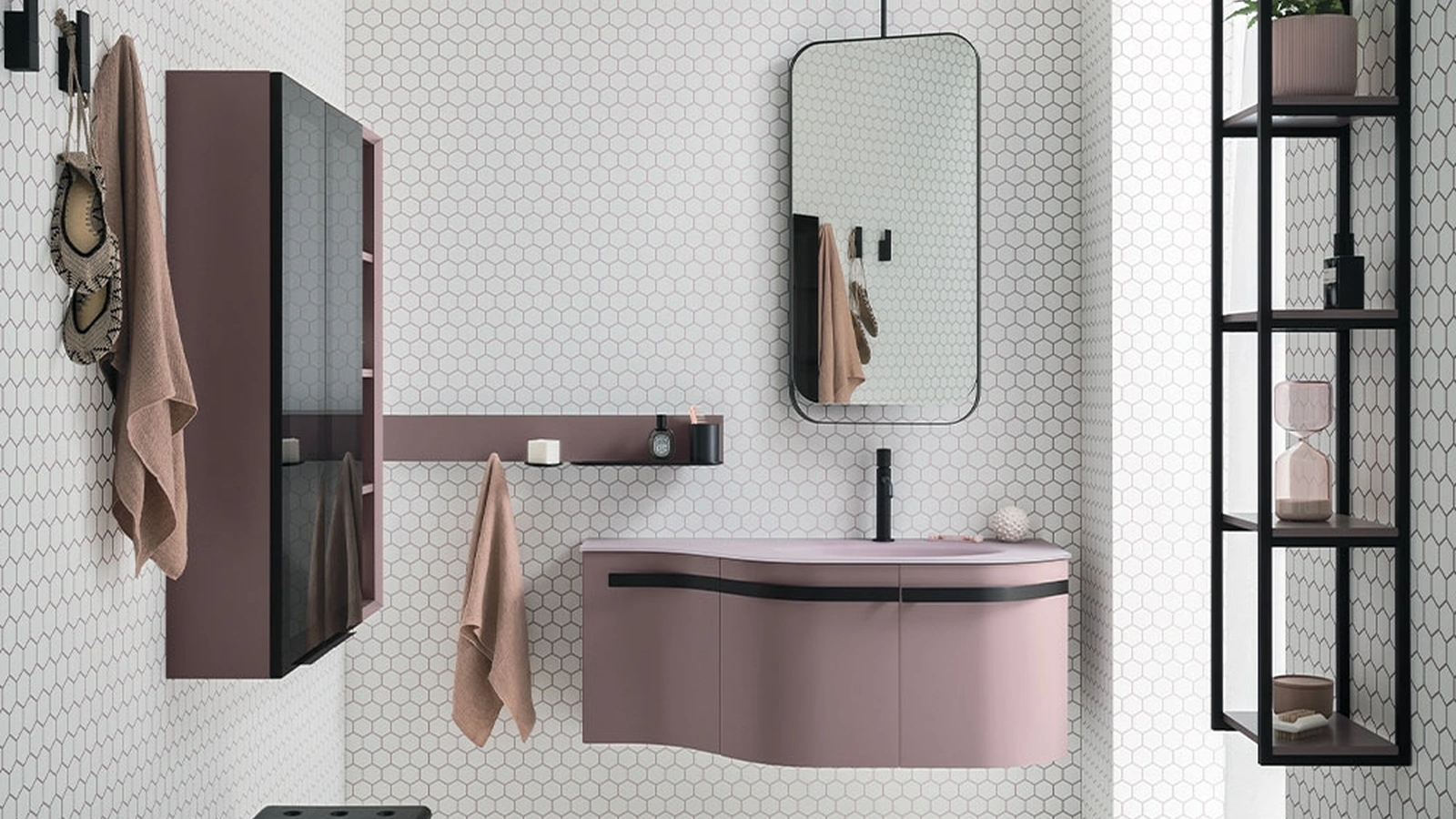 Mobile da Bagno sospeso Fusion Moby 32 in laccato opaco di Arbi