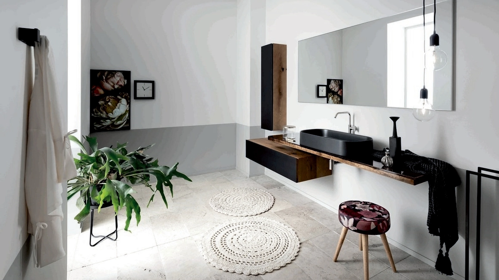 Mobile da Bagno sospeso in legno e ferro con top in resinato Gap 02 di Alta Corte