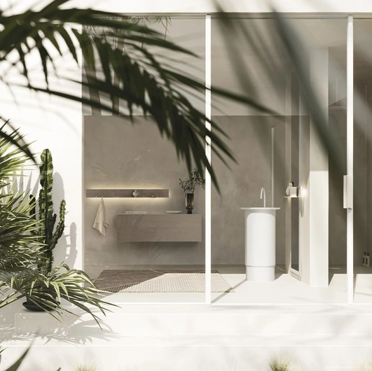 Mobile da Bagno sospeso Luxor 03 in legno di Arbi