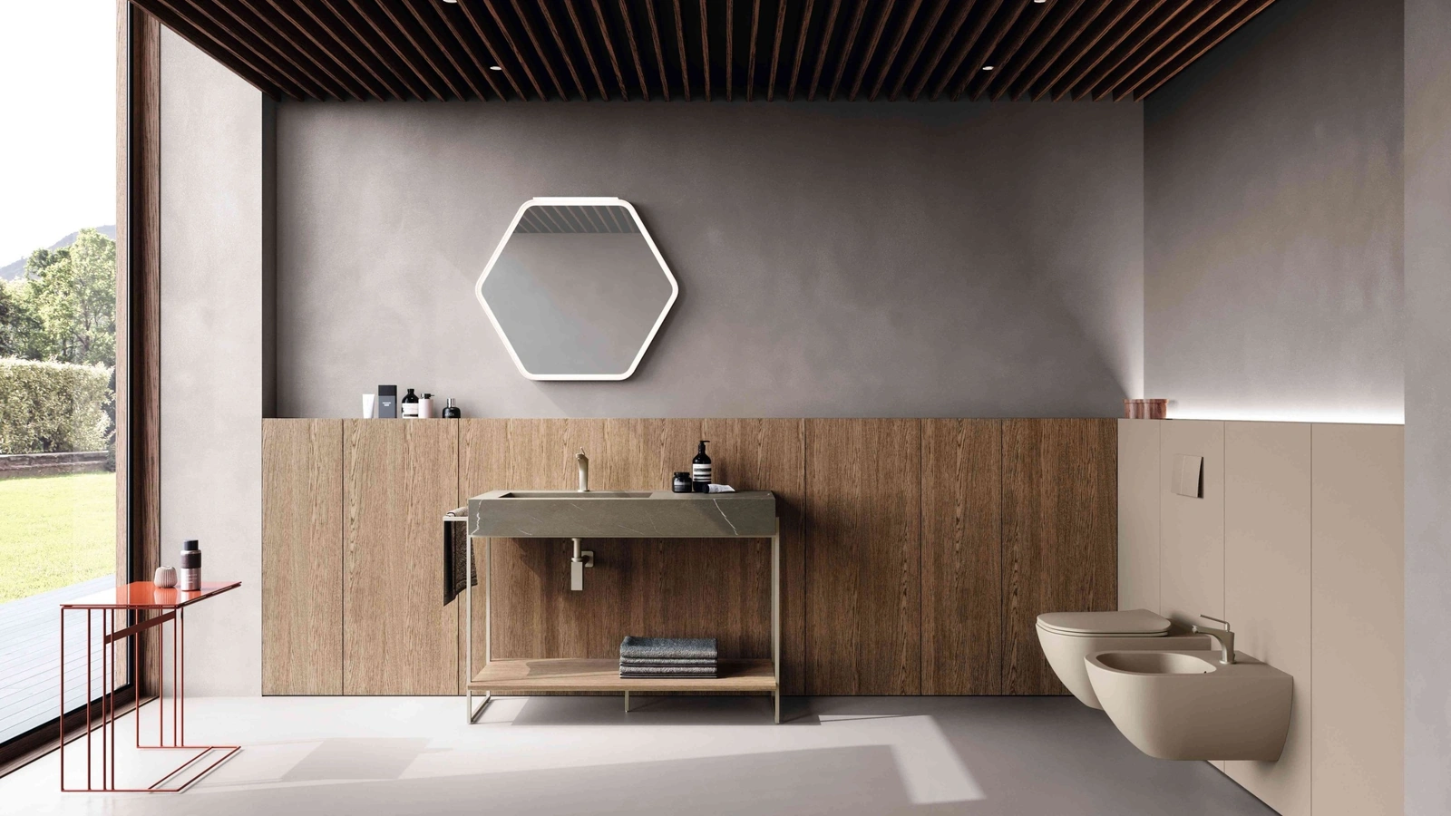 Mobile da Bagno M2 System 241 in rovere avena e gres di Baxar