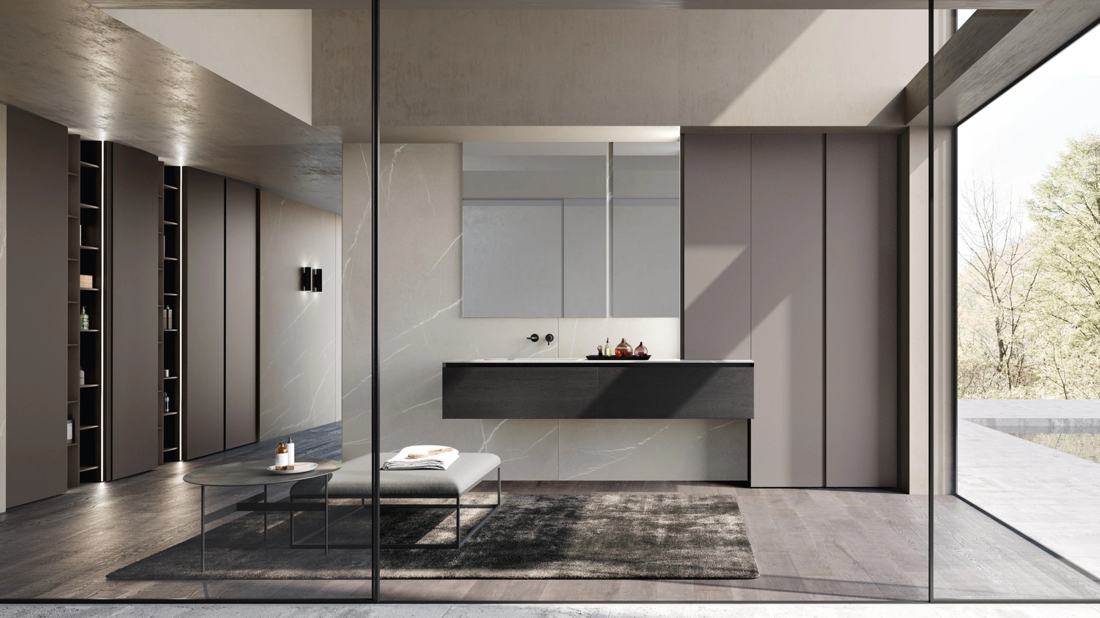 Mobile da Bagno M3 System 307 in rovere nero impiallacciato di Baxar