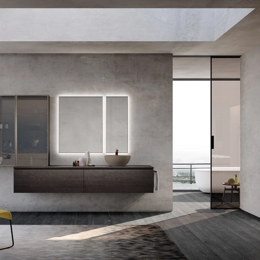 Mobile da Bagno M3 System 310 in rvere moka impiallacciato di Baxar