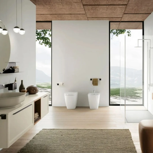 Mobile da Bagno sospeso laccato opaco Seta 05 di Archeda