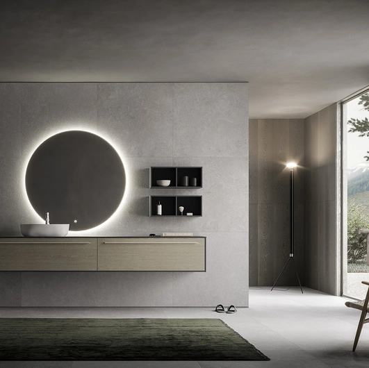 Mobile da Bagno sospeso Sky Liscio 20 in legno di Arbi