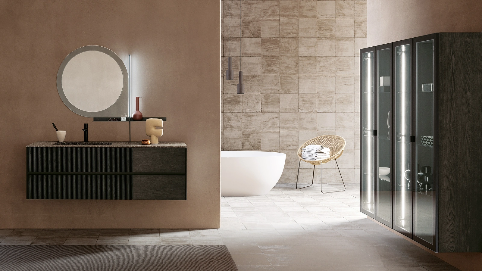 Mobile da Bagno sospeso in Rovere Tulle Cannettato 02 di Archeda